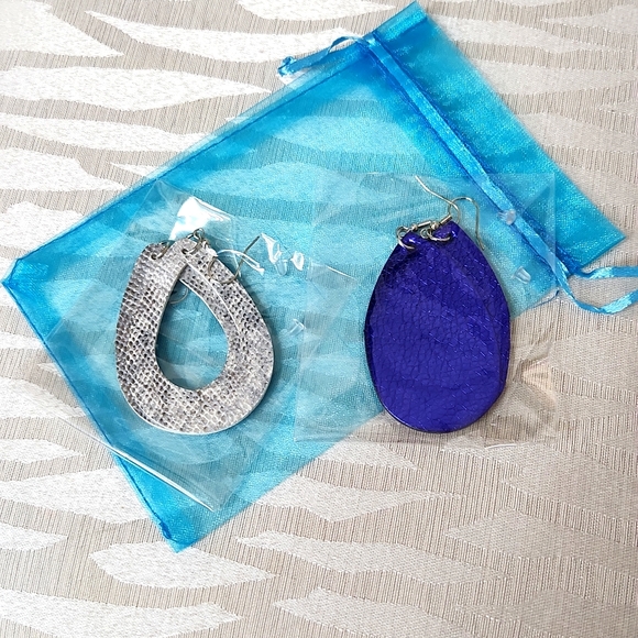 Silver and Blue, Light Weight, Large, Dangle Earrings. Dallas Cowboys Fa… - Picture 1 of 5